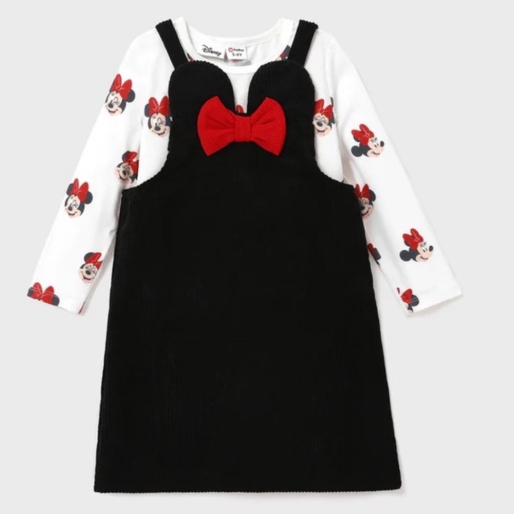 Disney PatPat Baby Girls Minnie Mouse Corduroy Jumper Dress and Top Set 6-9M NEW
